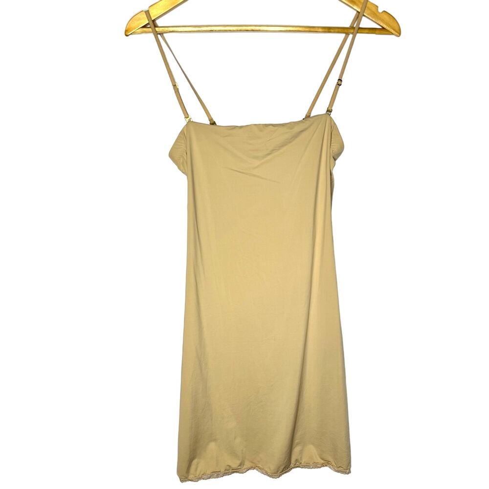 NATORI Nude Soft Stretchy Chemise Lace Trim Slip Dress Women's Small‎